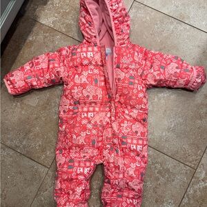 Columbia White Animal Patterned Baby Snowsuit